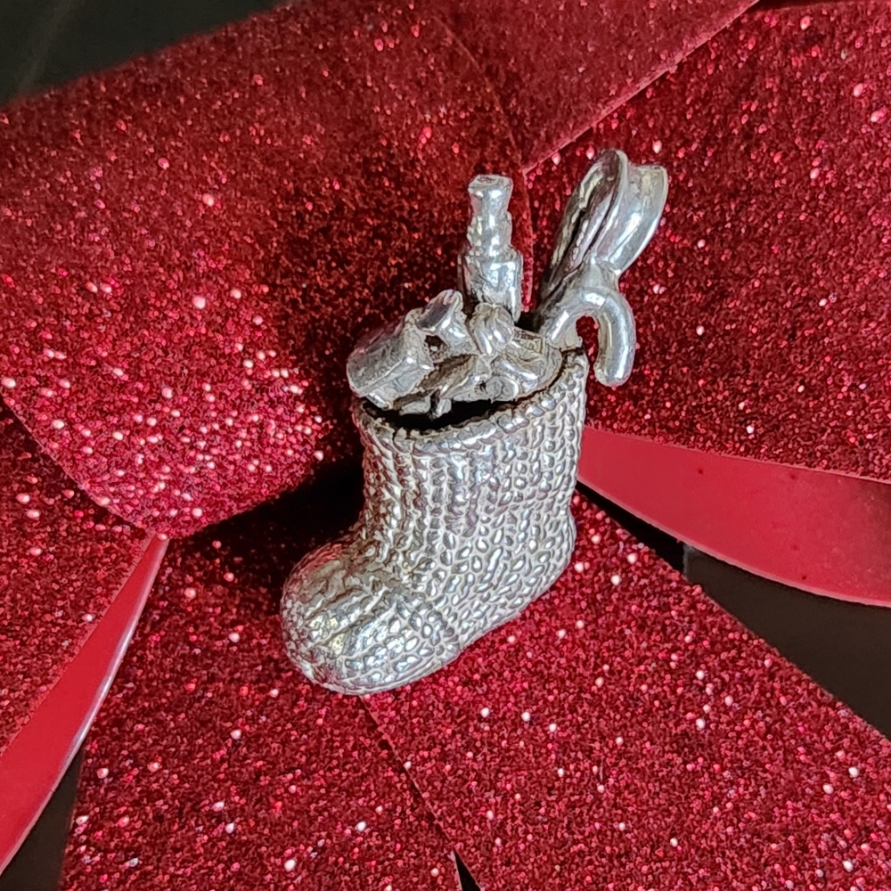 Christmas Stocking Solid 925 Sterling Silver Heav… - image 2
